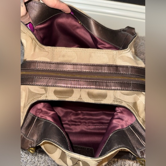 Coach tan monogram logo sateen carryall shoulder bag - Picture 8 of 13